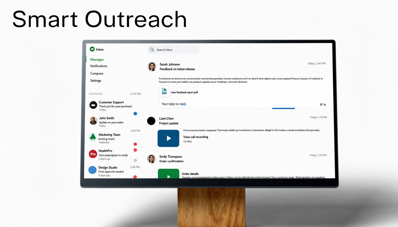 A digital interface display showing a smart inbox system used for managing patient or customer communication.